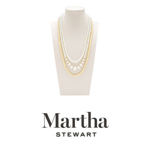 Martha Stewart Traditional Three Strand Pearl Necklace In Gold